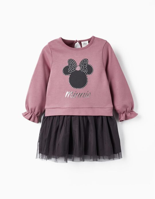 Dress-Sweat with Tulle Skirt for Baby Girls 'Minnie', Pink/Black