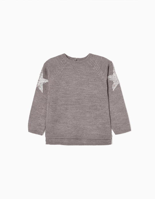 Jumper with Reversible Sequins for Girls, Grey