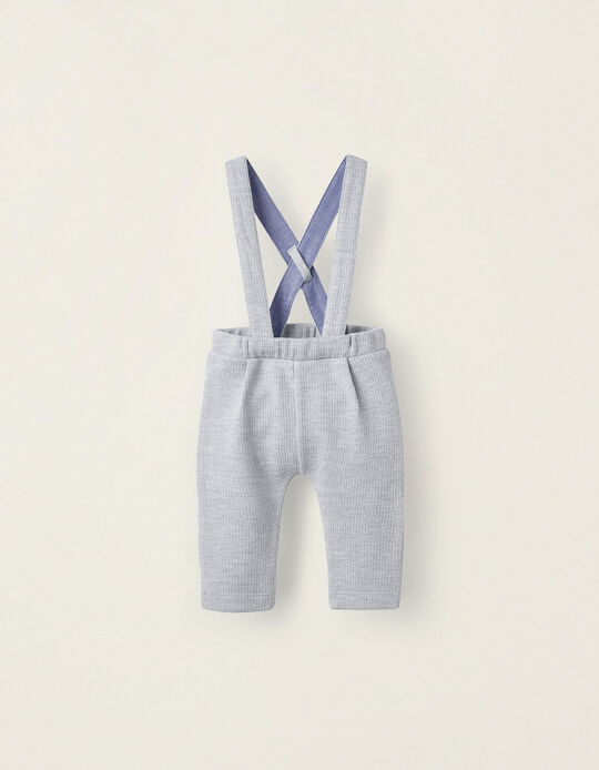 Cotton Trousers with Straps for Newborns, Gray