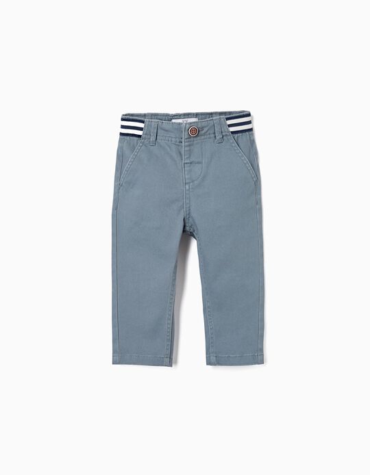 Twill Chino Trousers for Baby Boys, Blue
