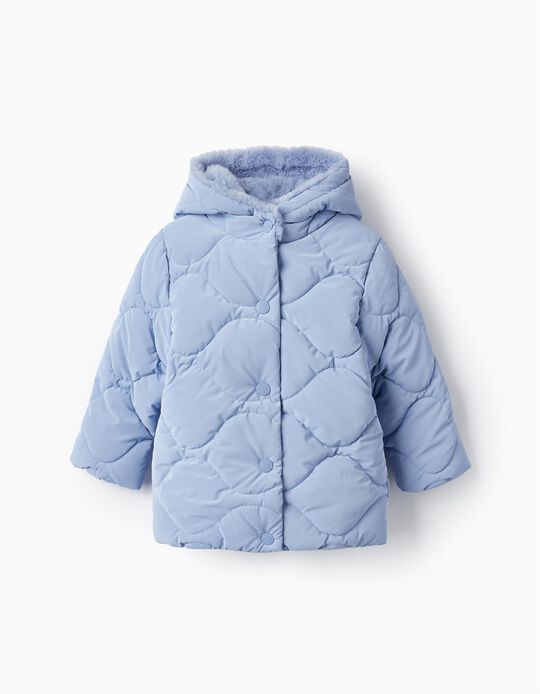 Padded Puffer Hooded Jacket for Baby Girls, Blue