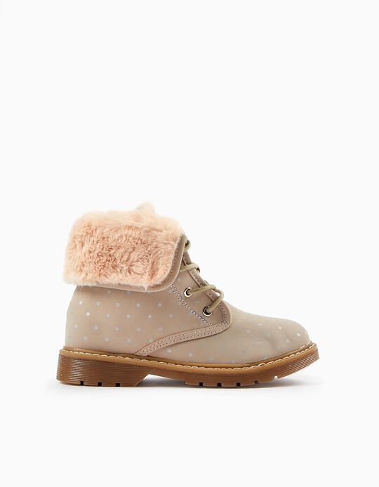 Boots with Fur for Baby Girls, Beige/Silver