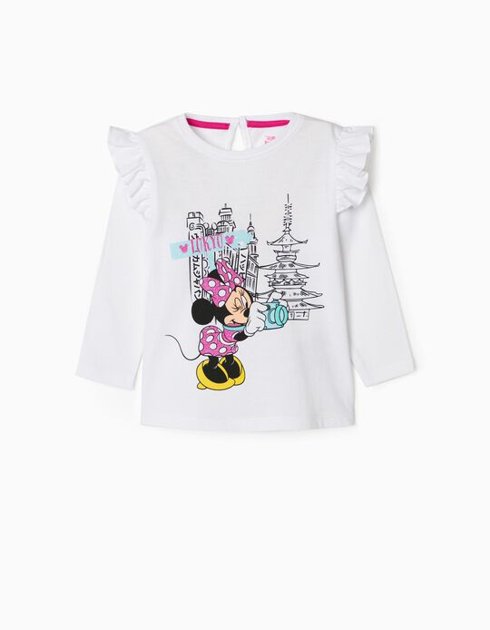 T-Shirt Manches Longues Fille 'Minnie in Tokyo', Blanc