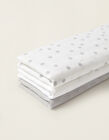 3 Nappy Squares Dots 65X65 Grey Zy Baby  