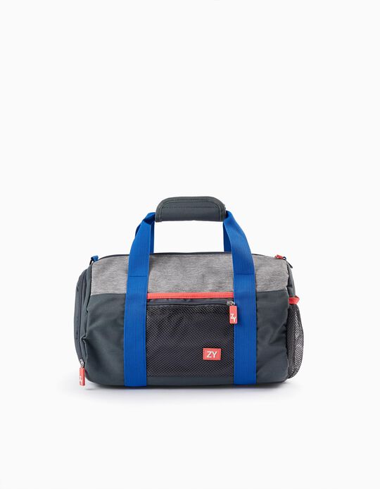 Sports Bag for Boys, Grey/Blue/Orange