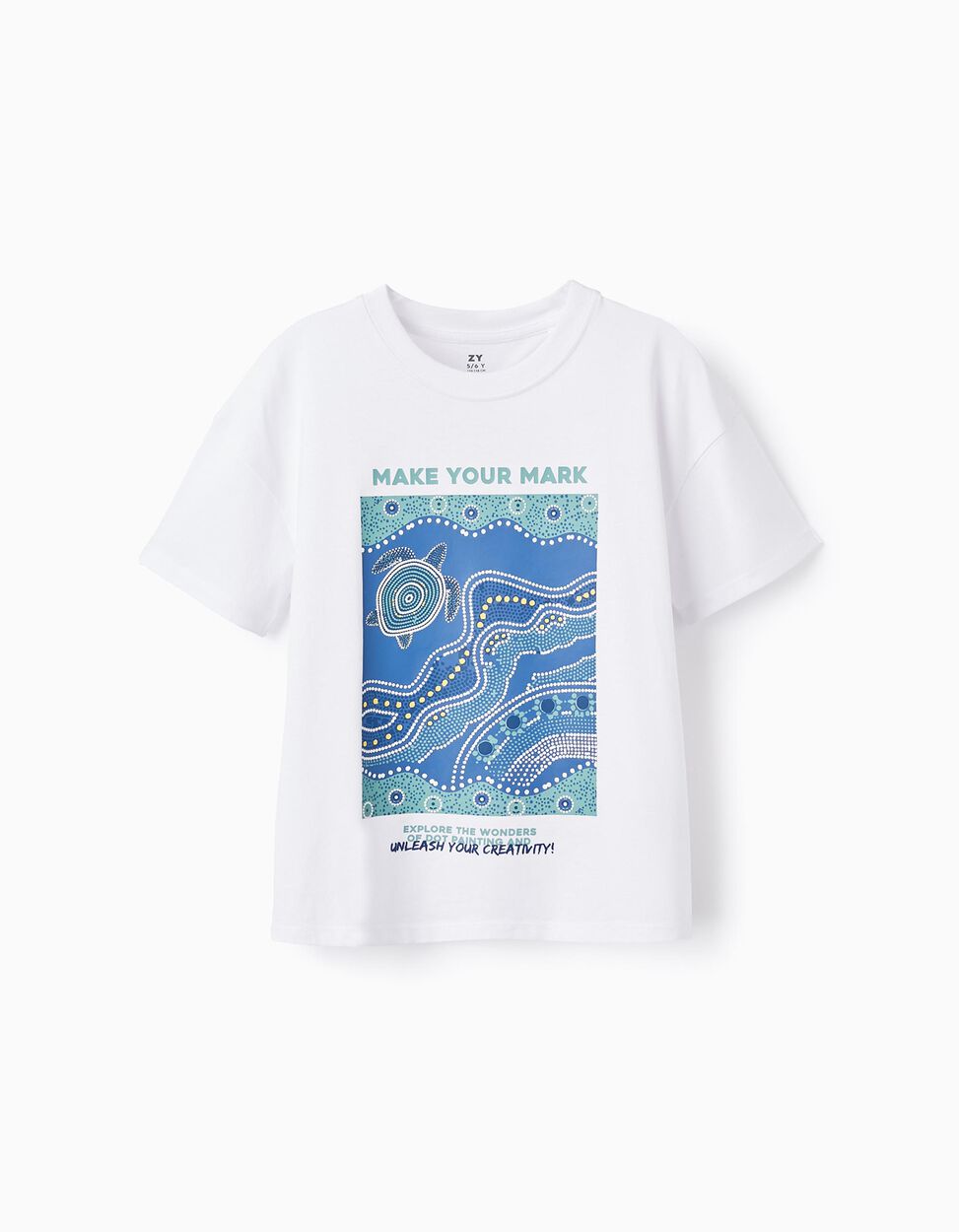 Comprar Online Camiseta de Algodón Estampada para Niño 'Dot Painting', Blanco