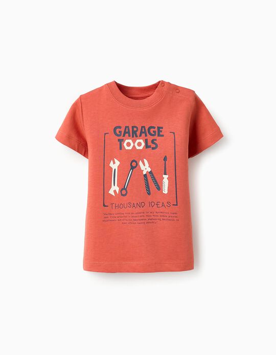 Comprar Online T-shirt de Algodão para Bebé Menino 'Ferramentas', Laranja