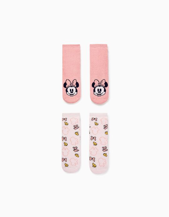 Pack of 2 Pairs of Antislip Socks for Baby Girls 'Minnie', Pink