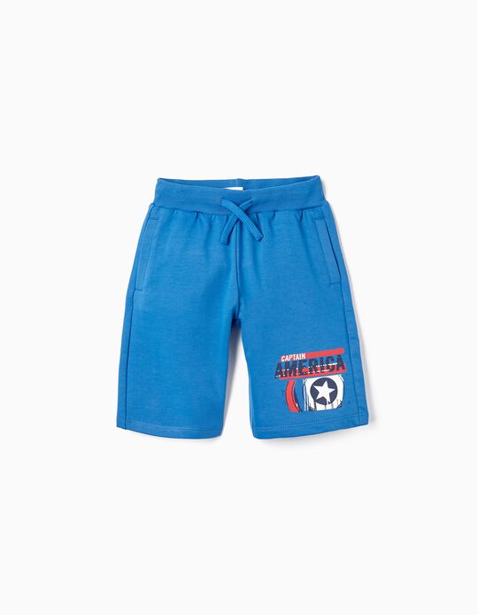 Cotton Sports Shorts for Boys 'Captain America', Blue