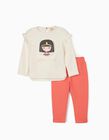 Tracksuit for Baby Girls, 'Queens of the Nile', White/Pink