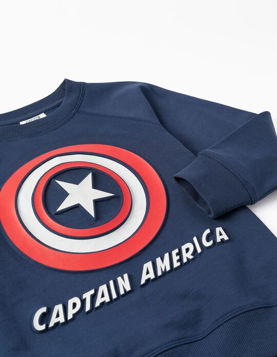 Cotton Sweatshirt for Boys 'Captain America', Dark Blue