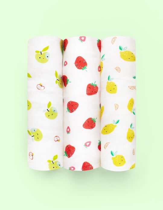 PACK OF 3 MUSLIN NAPPIES 70 X 70 CM BY BAMBINO MIO