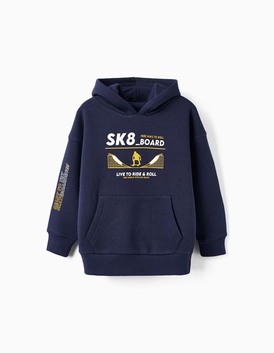 Sweatshirt with Hood for Boys 'Skateboard', Dark Blue