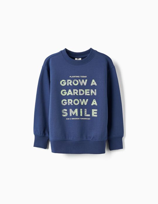 Buy Online Sweatshirt in Cotton for Boys 'Grow a Garden', Dark Blue