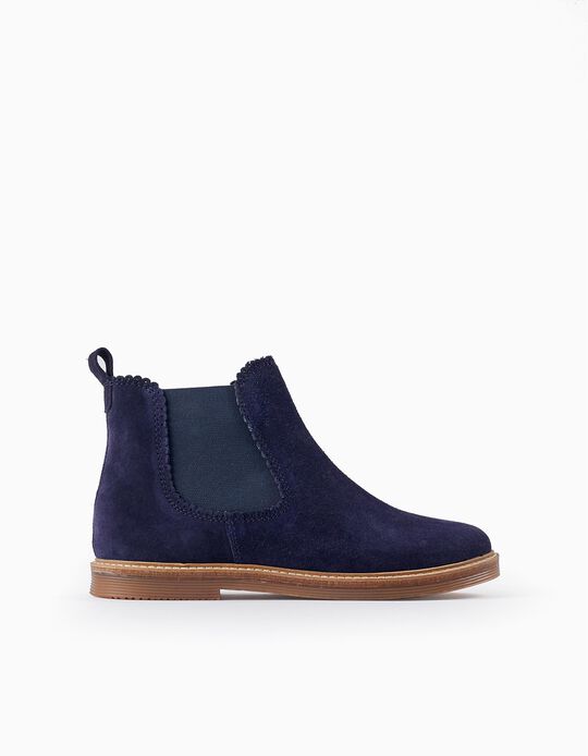 Suede Chelsea Boots for Girls, Dark Blue