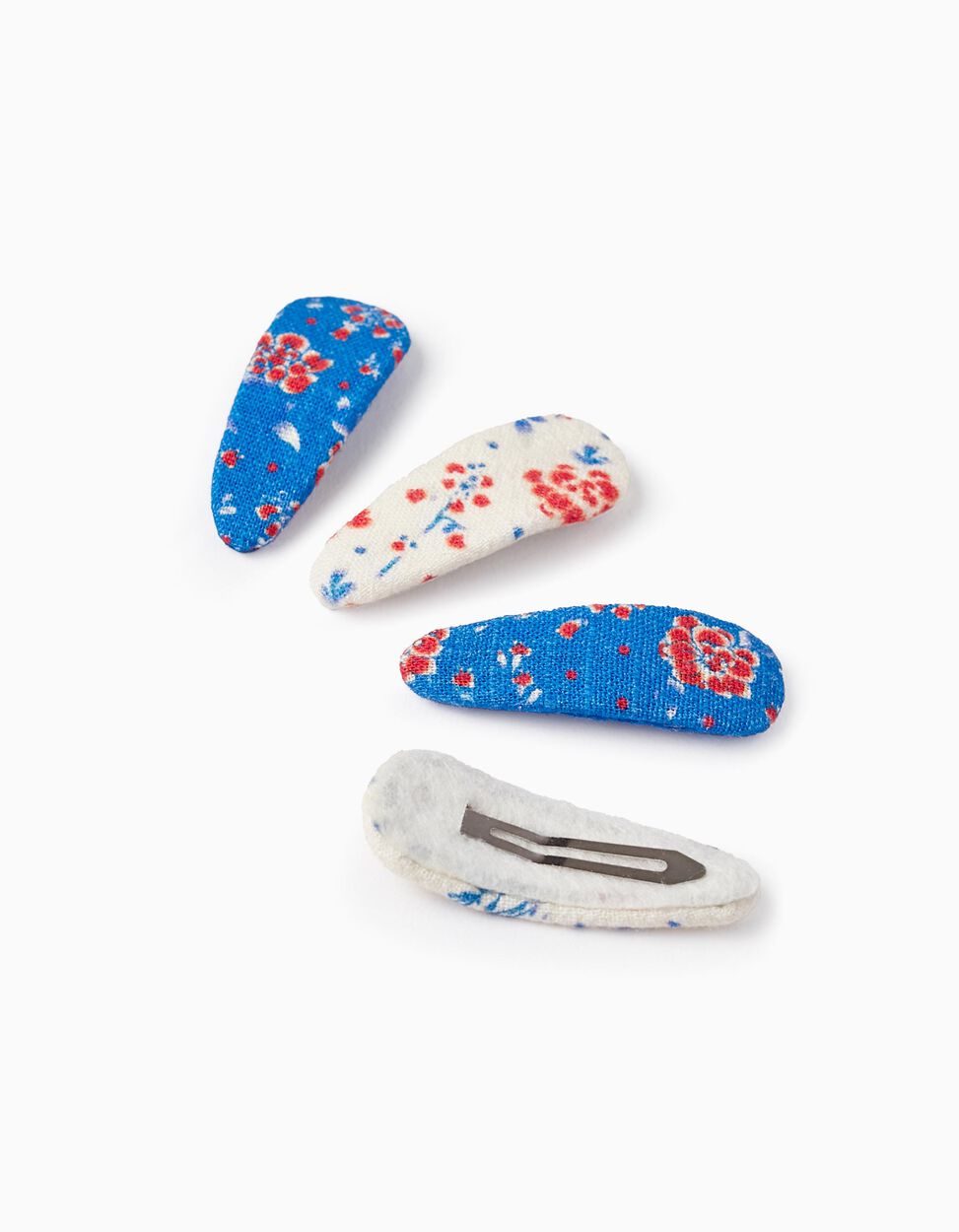 Buy Online Pack of 4 Hair Clips with Floral Pattern for Baby Girls, Dark Blue/White