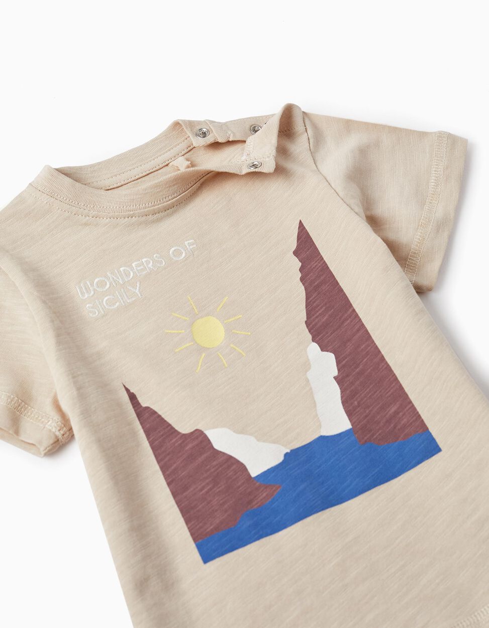 Comprar Online T-Shirt de Manga Curta para Bebé Menino 'Nature in Sicily', Bege Escuro