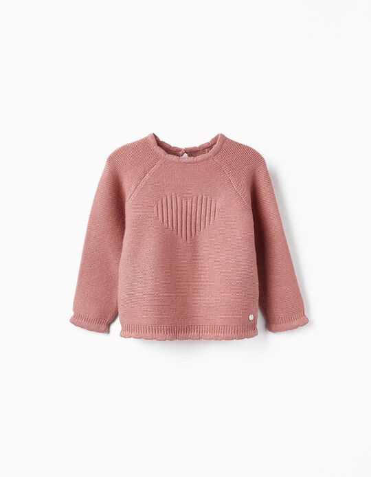 Knitted Jumper for Baby Girls 'Heart', Pink
