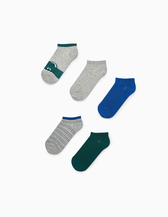 5 Pairs of Ankle Socks for Boys 'Croc', Multicoloured