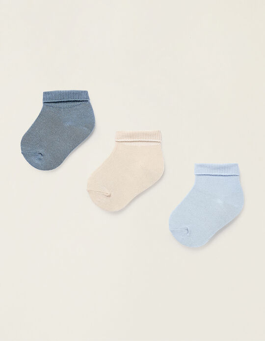 Buy Online Pack of 3 Pairs of Cuffed Socks for Baby Boys, Multicolour