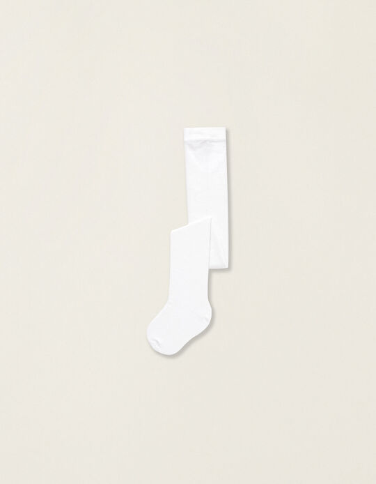 Knitted Tights with Anti-Pilling for Baby Boys, White