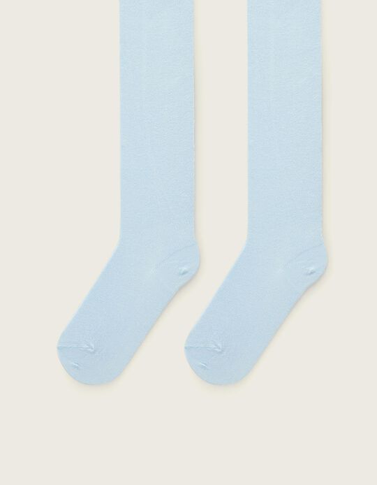 Knit Resistant Tights for Babies, Light Blue
