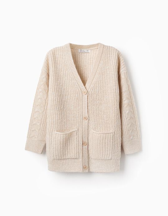 Comprar Online Chaqueta de Punto Larga para Niña, Beige