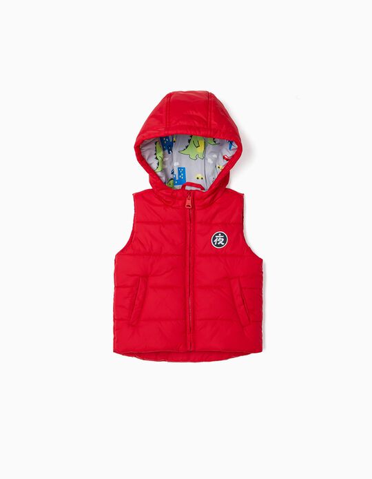 Hooded Gilet for Baby Boys, Red