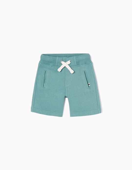 Cotton Sweat Shorts for Boys, Aqua Green