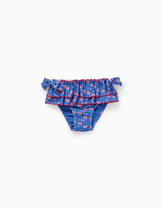 Floral UPF80 Bikini Bottom for Baby Girls, Blue