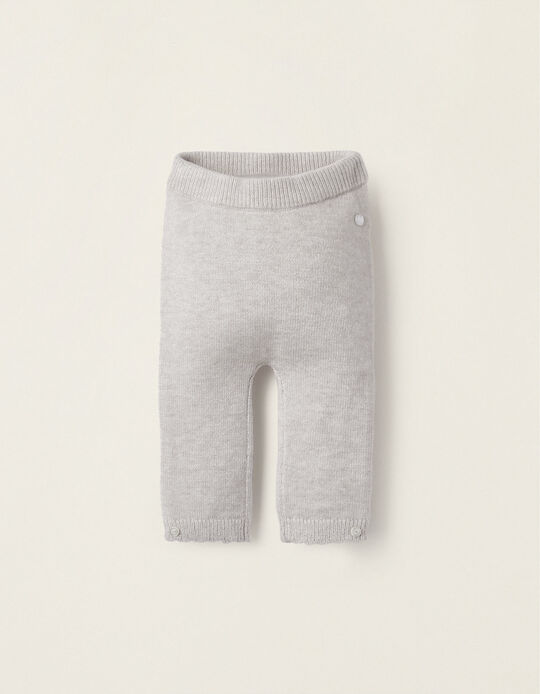 Ribbed Knit Trousers for Newborns, Beige
