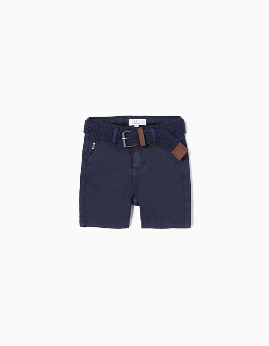 Chino Shorts with Belt for Baby Boys, Dark Blue
