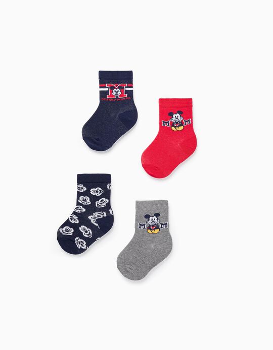 Pack of 4 'Mickey' Baby Boys Socks, Multicolor