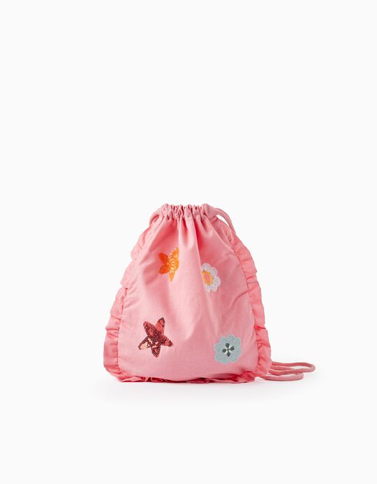 Fabric Backpack with Sequins for Baby Girls, Pink