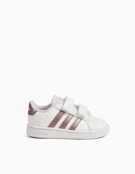 Trainers for Babies 'Adidas Grand Court', White/Rose Gold
