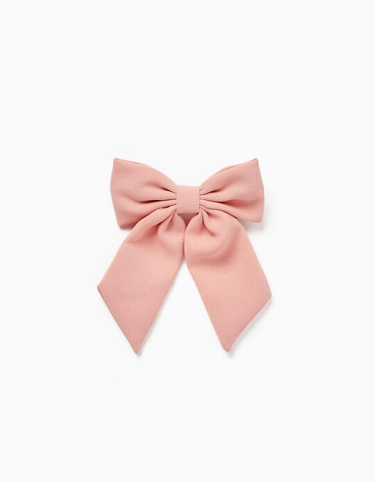 Hair Clip with Fabric Bow for Babies and Girls, Pink