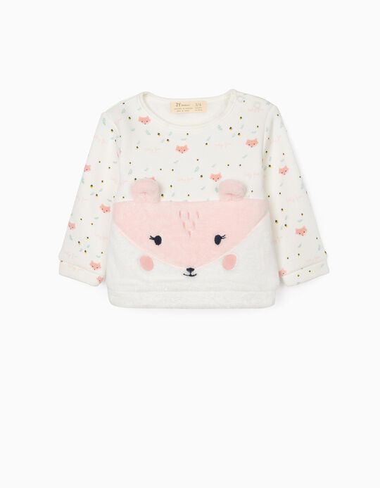 Sweatshirt for Newborn Baby Girls, White/Pink