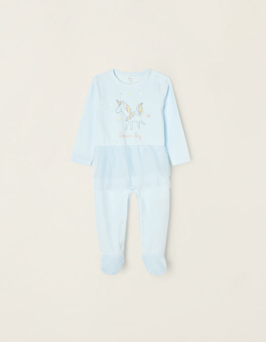 Velour Sleepsuit with Tutu for Baby Girls 'Unicorn', Blue