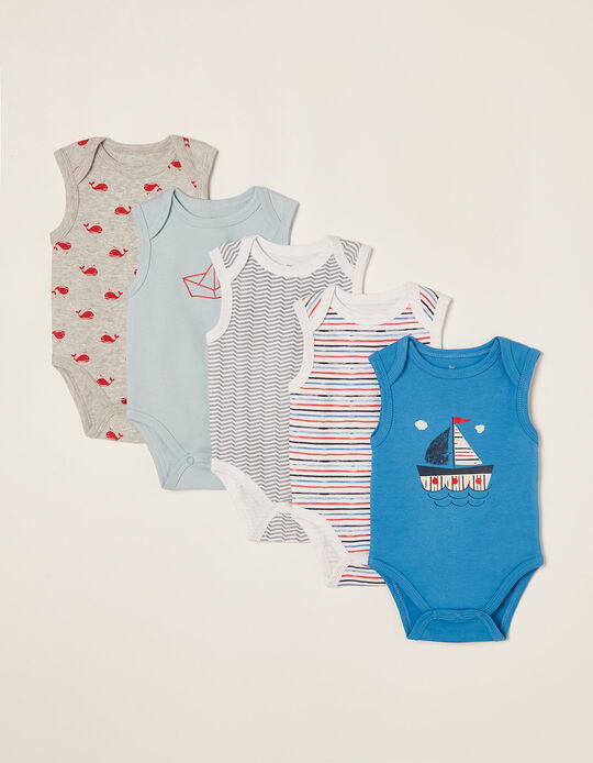 5 Bodysuits for Baby Boys 'The Sea', Multicoloured
