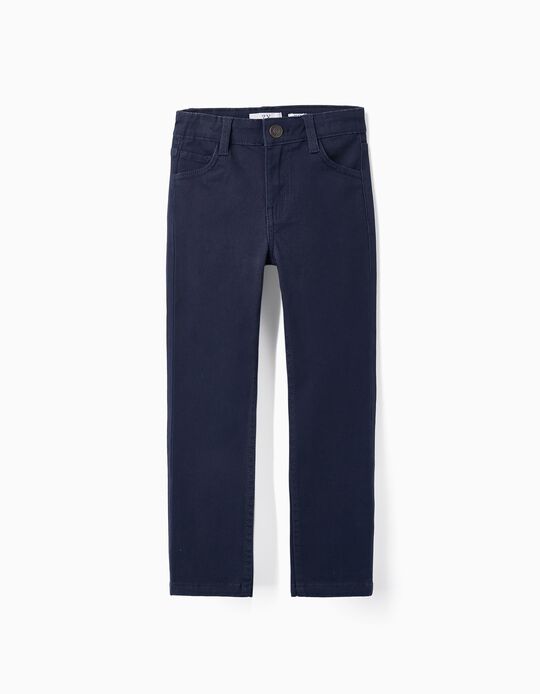 Pantalon en Sergé de Coton pour Garçon, Bleu Foncé