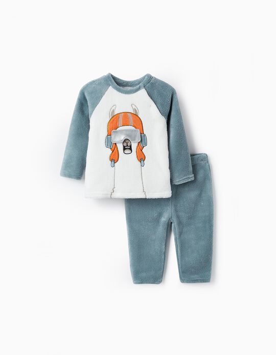 Comprar Online Pijama em Peluche para Bebé Menino 'Lama', Branco/Azul