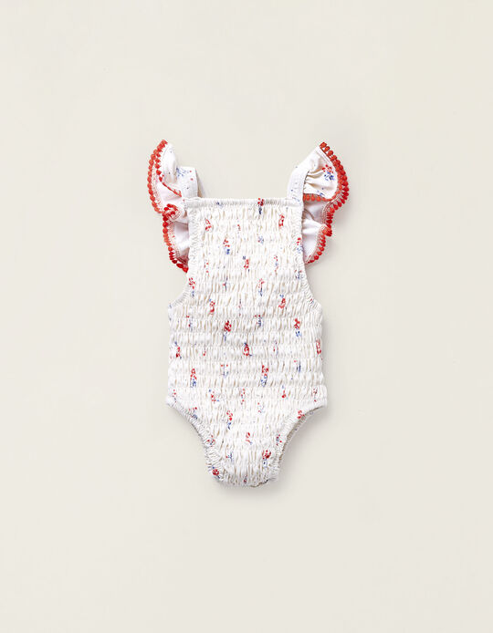 UPF80 Swimsuit for Newborn Girls 'Flowers', White