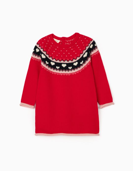 Knit Dress for Baby Girls, Red