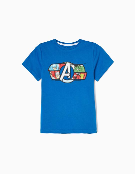 T-shirt de Algodão para Menino 'Avengers', Azul