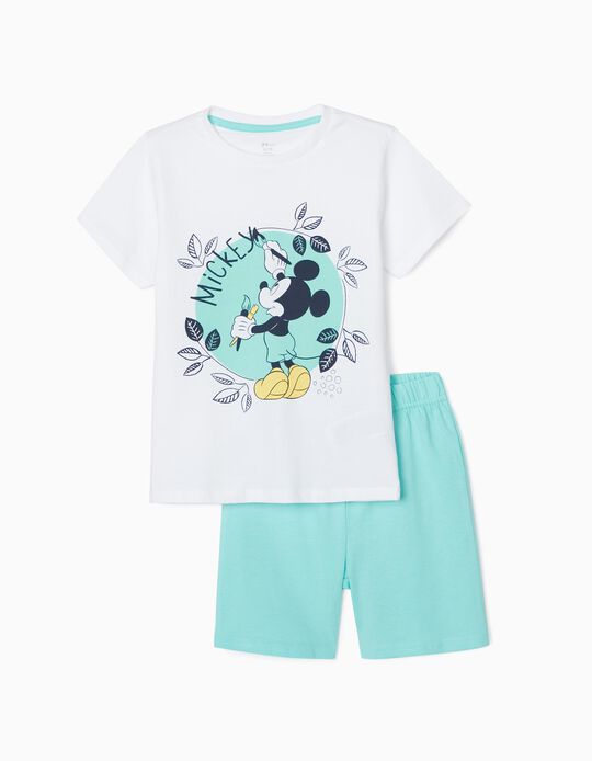 Pyjamas for Boys 'Nature Mickey', Aqua Green/White