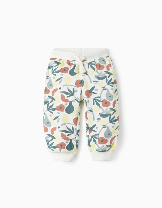 Cotton Trousers for Baby Boys 'Fruits', White