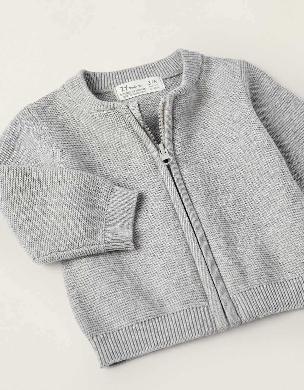 Buy Online Cotton Knit Cardigan for Newborn Boys, Grey
