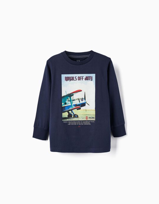 T-shirt de Algodão para Menino 'Royals Off Duty', Azul Escuro