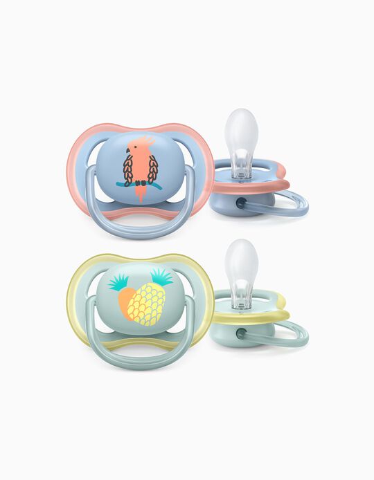 2 Sucettes Ultra Air Silicone Tropical 0-6M Philips/Avent