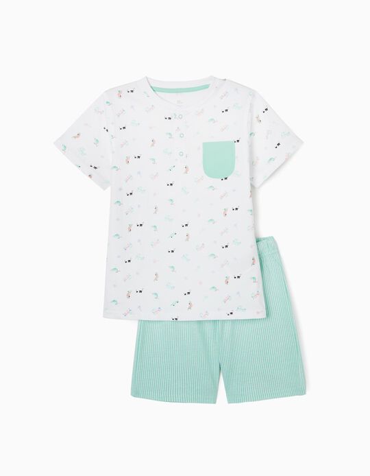 Pyjamas for Boys 'Tropical', Aqua Green/White